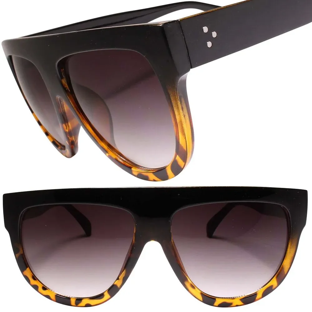 Dapper Clubbing Flat Top 80s 90s Hip Hop Mens Womens Black & Tortoise Sunglasses